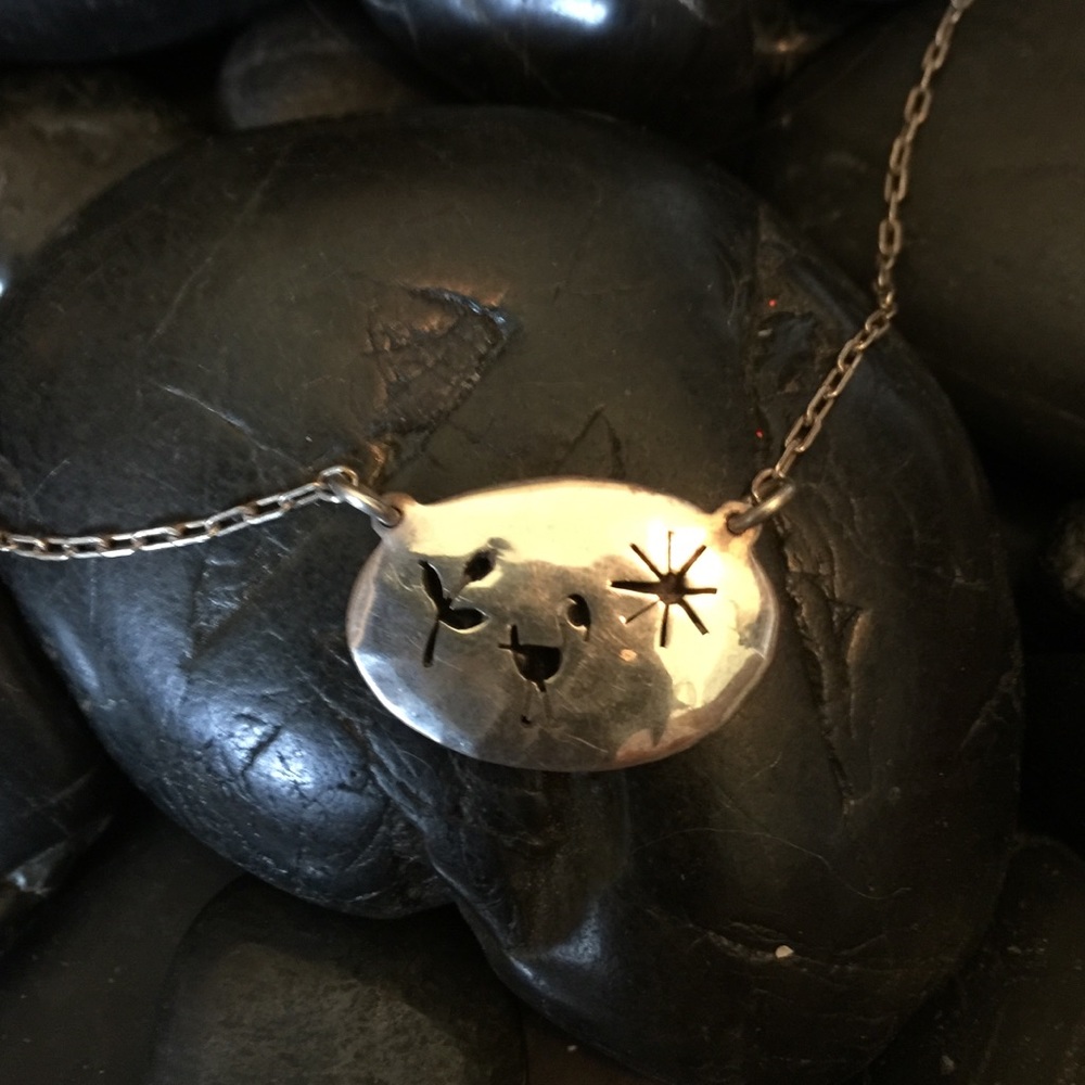 Vintage 925 Sterling Zuni charming necklace.  Lightweight, sturdy & beautiful!